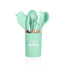 Kit Com 12 Peças | Colheres de Silicone Cabo de Madeira